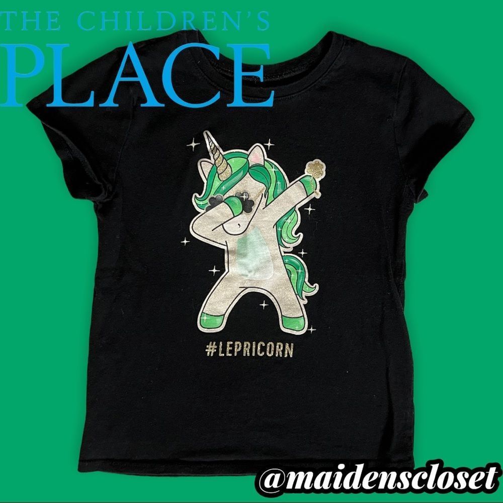 5/$20 The Childrens Place Lepricorn Unicorn Short Sleeve Graphic Tee